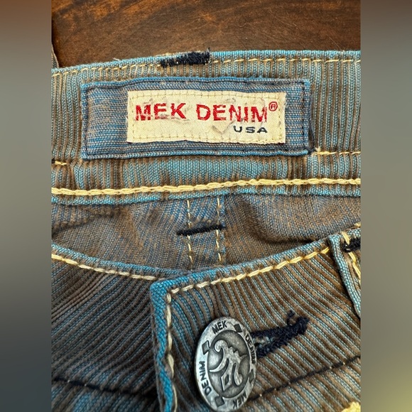Mek Denim Barcelona Corduroy Y2K Low Rise Iridescent Gray Blue Pants Sz 27 - Picture 7 of 13